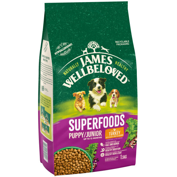 James Wellbeloved Superfoods Puppy/Junior Turkey with Kale & Quinoa 1.5kg