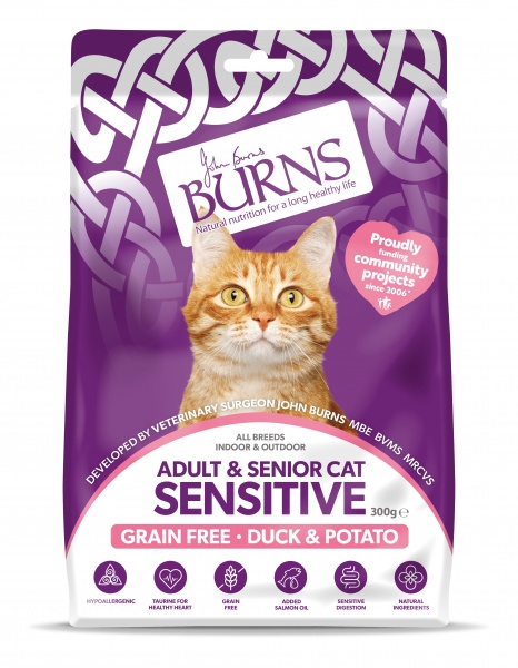 Burns Adult & Senior Cat Sensitive Grain Free Duck & Potato 10 x 300g