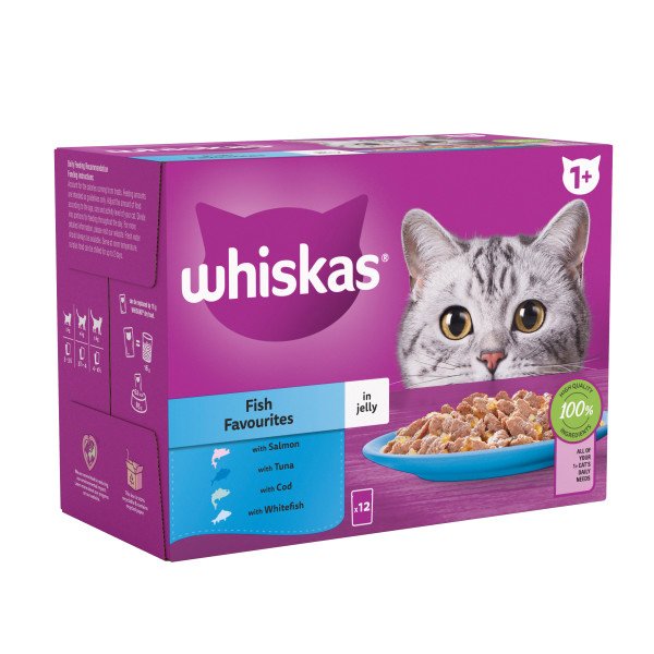 Whiskas Adult 1+ Fish Favourites in Jelly Pouches 4 x 12 x 85g