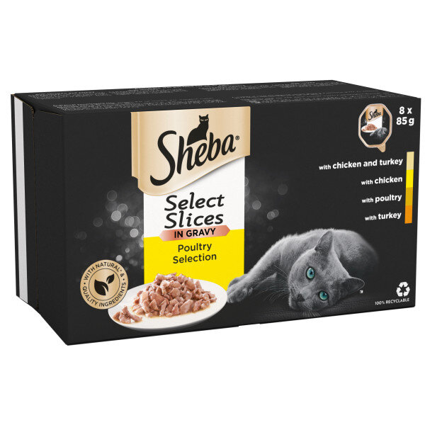 Sheba Select Slices Poultry Selection in Gravy Trays 4 x 8 x 85g