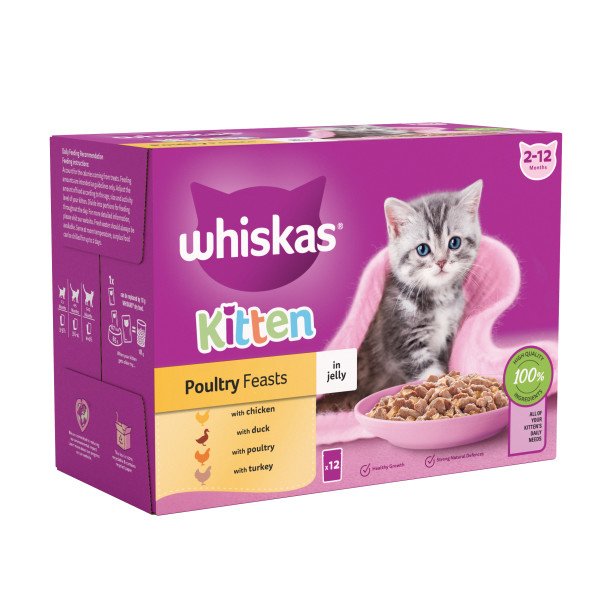 Whiskas Kitten 2-12 month Poultry Feasts in Jelly 4 x 12 x 85g