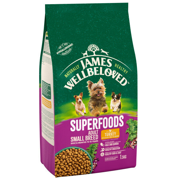 James Wellbeloved Superfoods Adult Small Breed Turkey with Kale & Quinoa 1.5kg