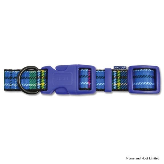 Ancol Blue Tartan Adjustable Dog Collar