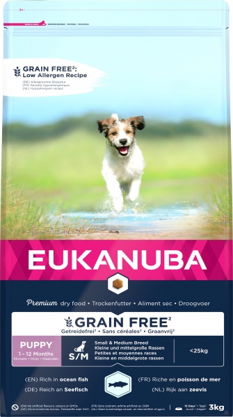 Eukanuba Puppy Small/Medium Breed Grain FreeOcean Fish 3 x 3kg