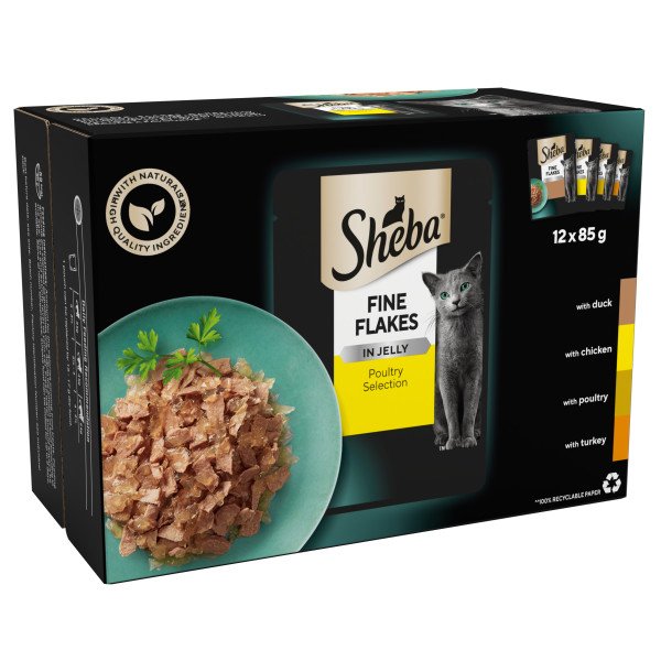 Sheba Fine Flakes Poultry Collection in Jelly 4 x 12 x 85g
