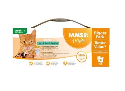 Iams Delights Land & Sea Collection Cat Food in Gravy 48 x 85g