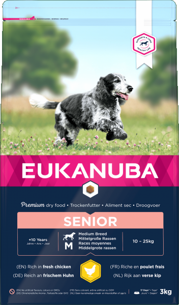Eukanuba Senior Medium Breed Chicken Dog Food 3 x 2kg