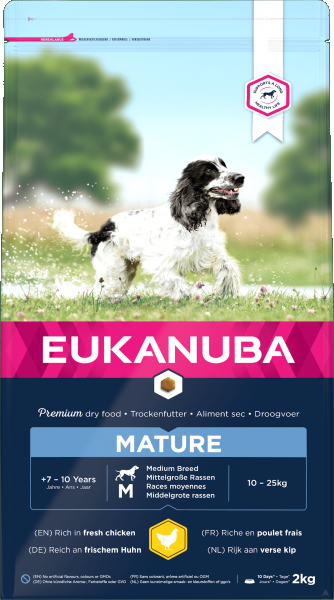 Eukanuba Mature Medium Breed Chicken Dog Food 4 x 2kg