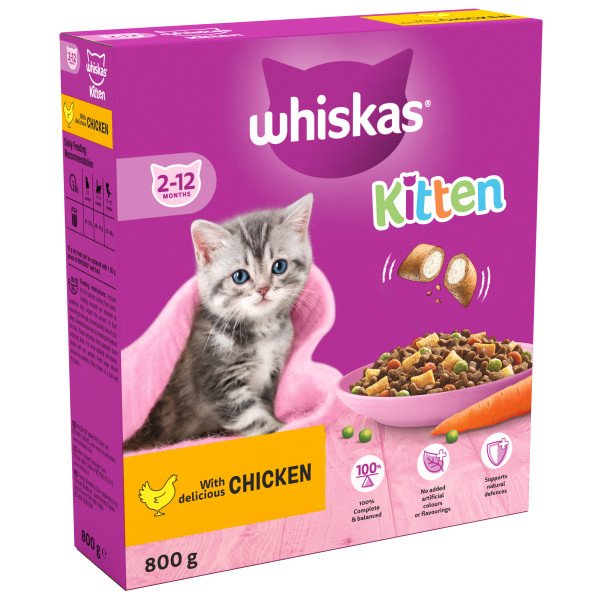 Whiskas Dry 2-12 Month Kitten Chicken 5 x 800g