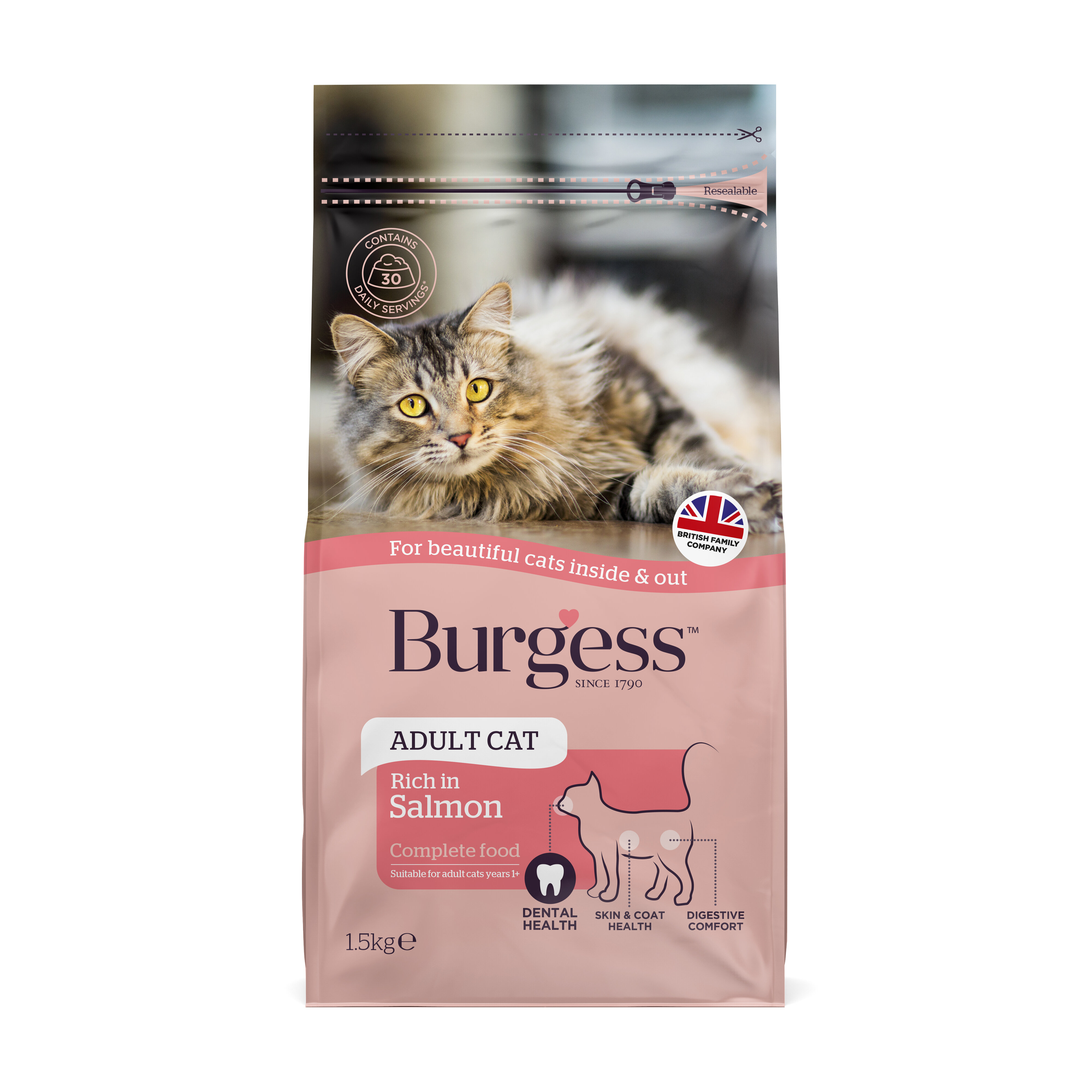 Burgess Adult Rich in Scottish Salmon Cat Food 1.5kg