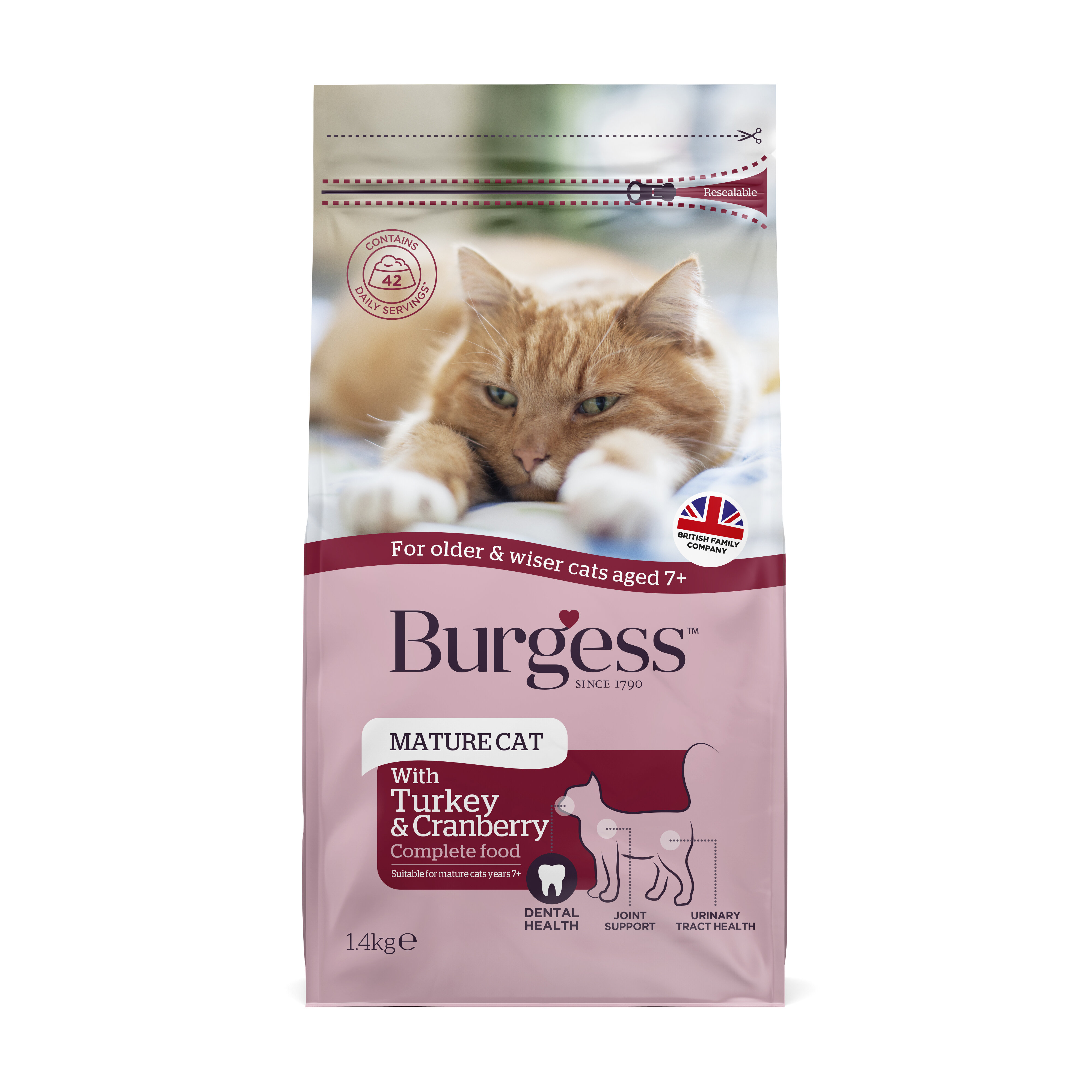 Burgess Turkey & Cranberry Mature Cat Food 1.4kg