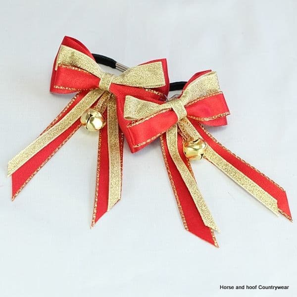 Christmas Piggy Bow & Tails - Red/Gold