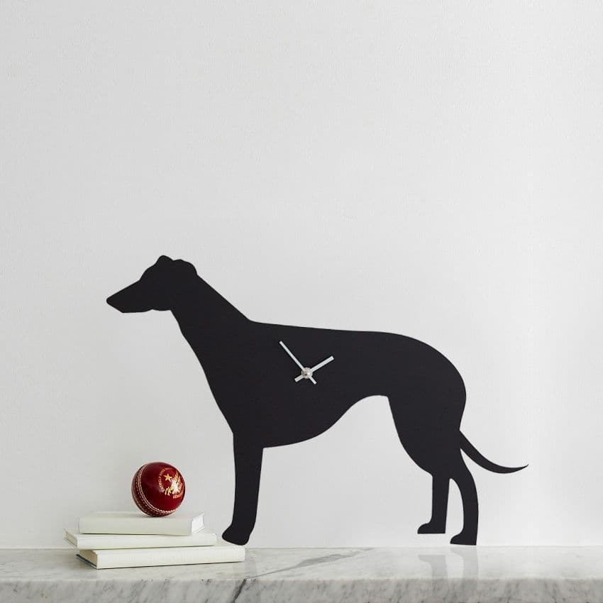 GREYHOUND / LURCHER CLOCK WITH WAGGING TAIL