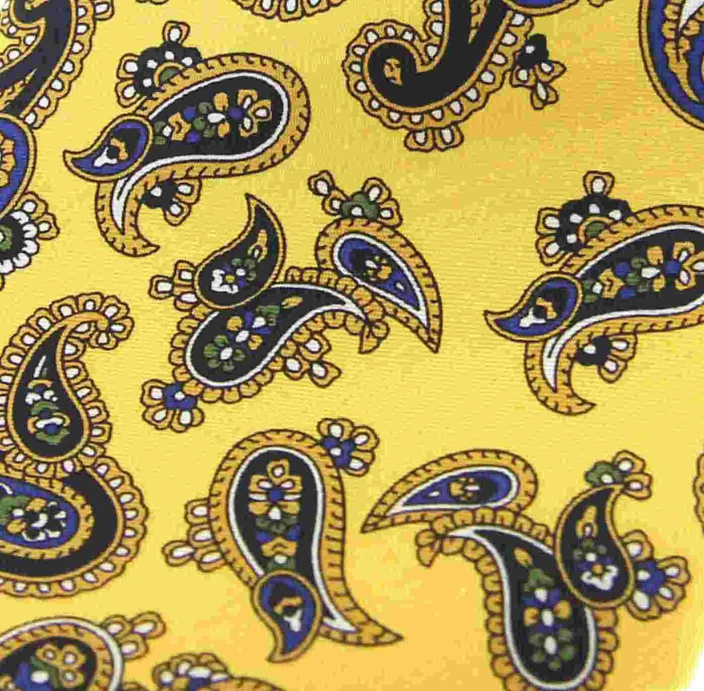 Soprano Paisley Printed Silk Twill Country Handkerchief - Gold