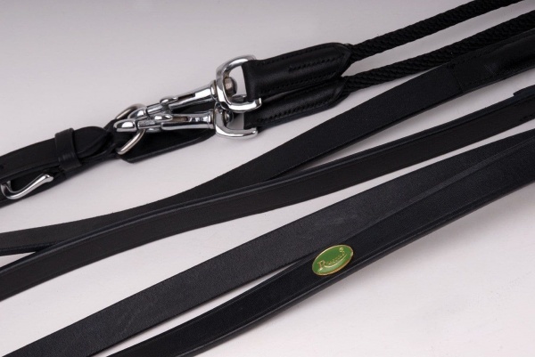 Rhinegold - Leather Draw Reins (with rope insert)