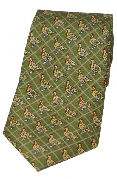 Soprano Standing Partridge Printed Silk Country Tie - Country Green