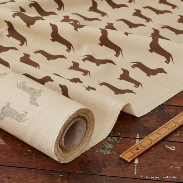 The Labrador Company Printed Cotton Drill - Brown Dachshund